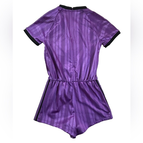 Adidas originals purple jersey feel sporty streetwear retro shorts romper NWT S - Picture 7 of 12